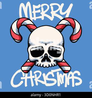 Weihnachtsschädel Hand gezeichnet Thirt Illustration Stock Vektor