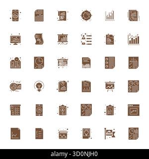 Perfekt ausbalancierte 36 gefüllte Vektorsymbole für Fortschrittsbericht, Größe 128x128 für harmonische Integration in digitale Designprojekte. Stock Vektor