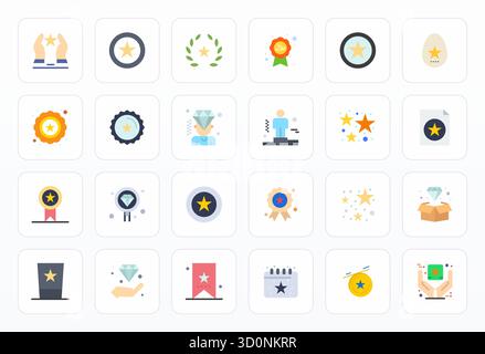 Hochwertige Sammlung von 24 flachen Vektorsymbolen für außergewöhnliche, akribisch gefertigte Bilder in einer optimierten Auflösung von 128x128 Pixeln für überragende visuelle Wirkung. Stock Vektor