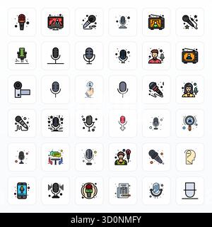 Dieses Interview-Vektor-Icon-Paket enthält 36 gefüllte Linien-Designs im Format 256x256 Display Perfect, perfekt für die Verbesserung digitaler Schnittstellen. Stock Vektor