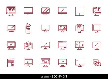 Perfekt ausbalancierte 24 Bold Line editierbare Vektorsymbole für Screen Display, Größe bei Retina bereit für harmonische Integration in digitale Designprojekte. Stock Vektor
