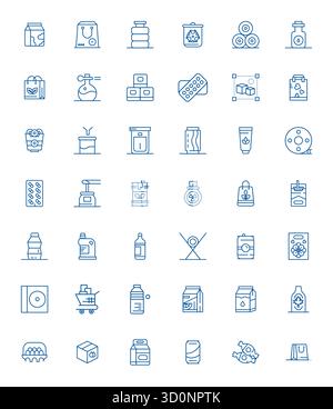 Handgefertigte Kollektion mit 42 Bold Line Vektorsymbolen für Verpackungen, optimiert in Retina Ready Display perfekte Auflösung für erstklassige Digitalaufnahmen Stock Vektor