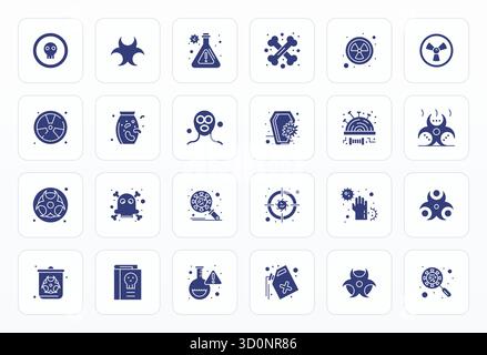 Zukunftsweisendes Paket mit 24 Vektorsymbolen rund um Biohazard, das Glyph-Design mit hochauflösender, pixelorientierter Klarheit für innovativen Benutzer i zeigt Stock Vektor