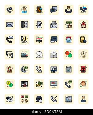 Verwandeln Sie Ihre Designs mit 42 LineFilled Vektorsymbolen rund um Response, die in einer gitterspezifischen Auflösung von 128x128 für maximale Klarheit entwickelt wurden. Stock Vektor