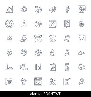 Moderne Sammlung von 36 Vektorsymbolen, die Resource in Bold Line Ästhetik darstellen, mit 256 x 256 Display perfekte Auflösung für moderne Anwendungen Stock Vektor