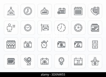 Exklusive Sammlung von 24 Bold Line Vektorsymbolen für Terminvereinbarung, entwickelt mit einer perfekten Auflösung von 64x64 PIXELN für erstklassige Markenerlebnisse. Stock Vektor