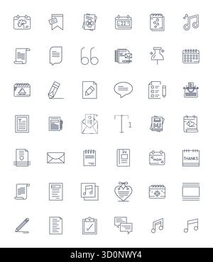 Außergewöhnliche Sammlung von 42 Bold Line Vector Symbolen für Note, geliefert in Retina Ready editierbarer Auflösung für unvergleichliche visuelle Exzellenz und usa Stock Vektor