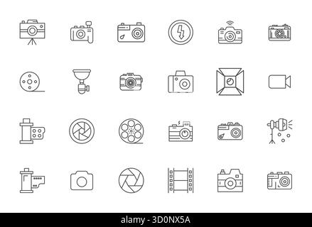 Sorgfältig zusammengestellte 24 Bold Line Vector Icons für Fotografie mit 256 x 256 Display Perfect Resolution für konsistente Markendarstellung und Benutzer Stock Vektor