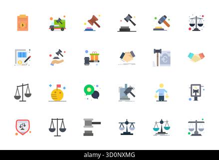 Hochwertige Sammlung von 24 flachen Vektorsymbolen für die Abrechnung, akribisch in hochauflösender PIXELAUFLÖSUNG für hervorragende visuelle Wirkung Stock Vektor