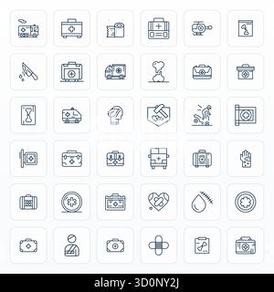 Revolutionärer Satz von 36 Pixel optimierten Vektorsymbolen, inspiriert von Trauma, im Format Bold Line mit einer Auflösung von 64x64 für modernstes Design. Stock Vektor