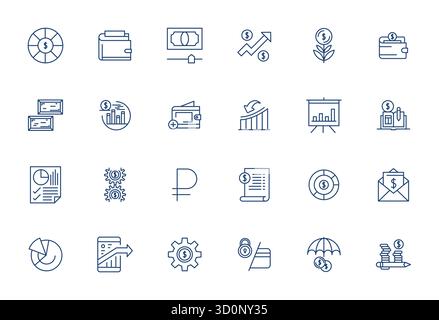 Exklusive Sammlung von 24 Bold Line Vector Icons für Financial, entwickelt mit einer optimierten Auflösung von 64x64 Pixeln für erstklassige Markenerlebnisse. Stock Vektor