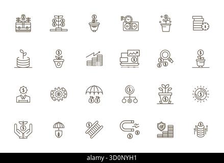 Meisterhaft erstellte 24 Vektorsymbole, die Returns in Bold Line-Design darstellen, mit einer bearbeitbaren Auflösung von 256 x 256 für außergewöhnliche Bildqualität. Stock Vektor