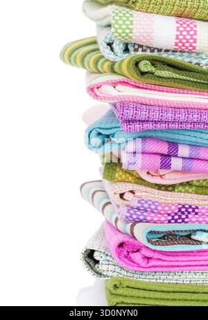 Küchentücher. Isoliert auf weißem Hintergrund mit Textfreiraum Stockfoto