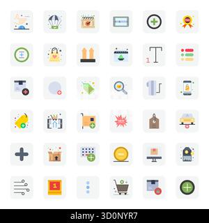 Kunstvoll gestaltete, 36 Flat Pixel optimierte Vektorsymbole für Item, geliefert in High Resolution Format für konsistente visuelle Qualität. Stock Vektor