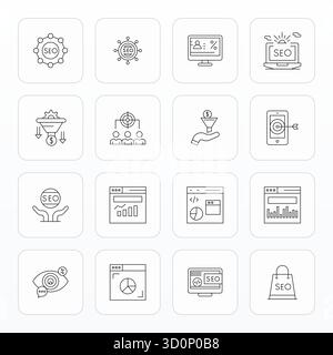 Revolutionärer Satz von 16 bearbeitbaren Vektorsymbolen, inspiriert von der Konvertierungsrate, erstellt im Thin Line-Format mit hoher Auflösung für modernste Entwicklungen Stock Vektor