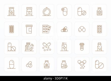 Raffiniertes Paket mit 24 Vektorsymbolen für Capsule, optimiert mit Retina Ready Pixel Aligned Qualität für elegantes und funktionales Design so Stock Vektor
