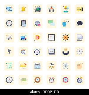 Ein dynamischer Satz von 36 Vektorsymbolen in Flat, speziell für Prompt mit 64x64 Gitterqualität, geeignet für digitale Produkte. Stock Vektor
