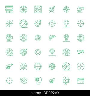 Moderne Sammlung von 36 Vektorsymbolen, die Aufnahmen in Bold Line-Ästhetik darstellen, mit hochauflösender PIXELAUFLÖSUNG für moderne Aufnahmen Stock Vektor