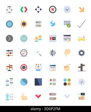 Erweiterte Sammlung von 42 PIXEL Perfect Vektor-Symbolen, inspiriert von Option, in Flat mit 256 x 256 Optimierung für überragende visuelle Leistung. Stock Vektor