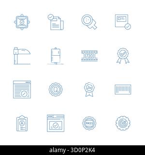 Exklusive Sammlung von 16 Thin Line Vektorsymbolen für Standard, entwickelt mit einer Auflösung von 256 x 256 Pixel für erstklassige Markenerlebnisse. Stock Vektor