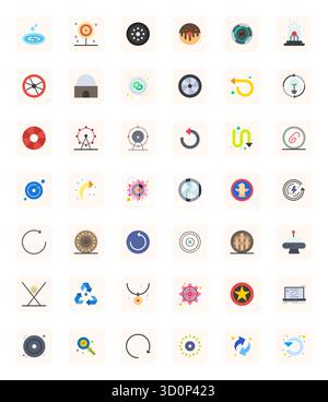 Komplettpaket mit 42 Vektorsymbolen rund um Circular, das flaches Design in Retina Ready editierbarer Qualität für moderne Schnittstellen zeigt. Stock Vektor