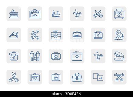 Sorgfältig gefertigte 24 regelmäßige Bold Outline Vektorsymbole für Scheren, geliefert in 256x256 Display perfekte Qualität für kompromissloses Design Standard Stock Vektor