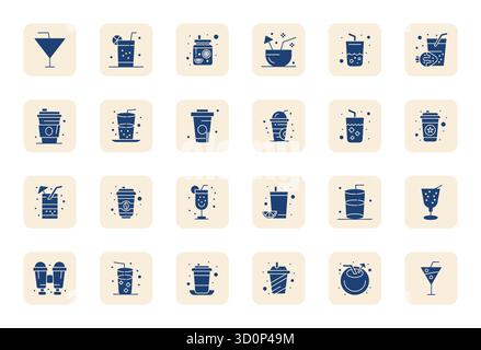 Kuratiertes Paket mit 24 hochauflösenden Vektorsymbolen in gefülltem Design, zentriert um Iced-Konzepte mit Pixel-ausgerichteter Klarheit. Stock Vektor