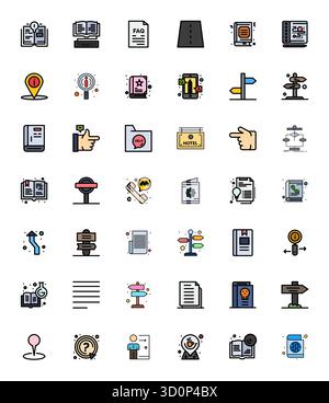 Von Experten entworfene 42-zeilige Pixel-ausgerichtete Vektorsymbole für Guide, entwickelt mit hoher Auflösung für fehlerfreie Integration und Leistung Stock Vektor