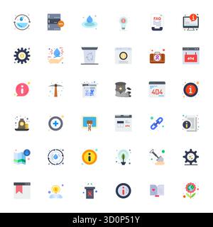 Intelligent gestaltete, von Resource inspirierte 36 editierbare Vektorsymbole im Flat-Format mit 256 x 256 für intelligente und effiziente Design-Workflows. Stock Vektor