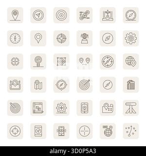 Entsperren Sie 36 Regular Bold Outline Display perfekte Vektorsymbole, inspiriert von der Positionierung, optimiert im Format 256 x 256 für eine makellose Anzeige in allen Devics Stock Vektor