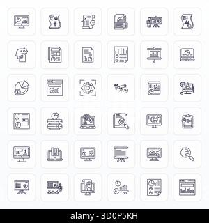 Meisterhaft erstellte 36 Vektorsymbole, die Grafiken im Bold Line-Design darstellen, mit 256 x 256 Display perfekte Auflösung für außergewöhnliche visuelle Qualität Stock Vektor