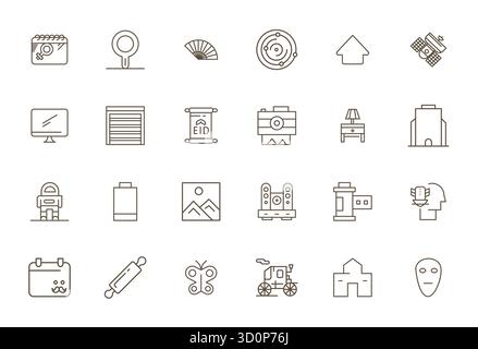 Perfekt ausbalancierte Vektorsymbole mit 24 Bold Line Pixeln für Flat, Größe 256 x 256 für harmonische Integration in digitale Designprojekte. Stock Vektor