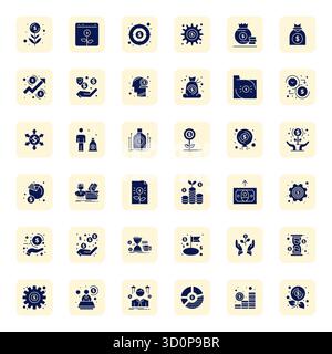 Intelligent gestaltete 36 Rasteranpassung Vektorsymbole, inspiriert von Einnahmen, erstellt im gefüllten Format mit hoher Auflösung für intelligentes und effizientes Design Stock Vektor