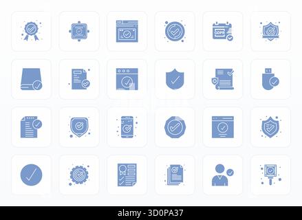 Ein dynamischer Satz von 24 Vektorsymbolen in Glyphe, der speziell für digitale Produkte mit hoher Auflösung bearbeitbar ist. Stock Vektor