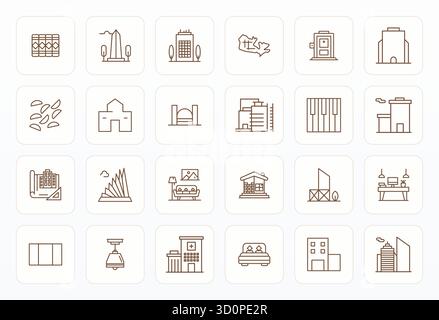 Umfassendes Toolkit mit 24 Vektorsymbolen, die sich um Contemporary drehen, entwickelt in Bold Line mit einer bearbeitbaren Präzision von 256 x 256 für vielseitige Designapplikationen Stock Vektor