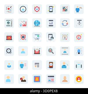 Dieses Icon-Paket für Benutzerdaten enthält 36 flache Designs im Retina Ready Pixel Aligned-Format, perfekt für die Verbesserung digitaler Schnittstellen. Stock Vektor