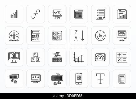 Raffiniertes Paket mit 24 fetten Linien-Vektorsymbolen für numerische Werte, optimiert mit hochauflösender Pixelausrichtung für elegantes und funktionales Design Stock Vektor