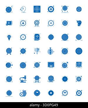 Kuratiertes Paket mit 42 hochauflösenden Vektorsymbolen in gefülltem Design, zentriert auf objektiven Konzepten mit Display Perfect Clarity. Stock Vektor