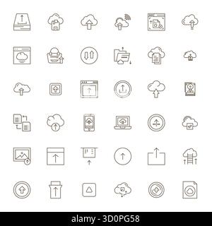 Revolutionärer Satz von 36 detaillierten Vektorsymbolen, inspiriert vom Datei-Upload, erstellt im Format Fett mit einer Auflösung von 128x128 für modernste Desigts Stock Vektor