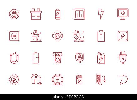 Raffiniertes Paket mit 24 Bold Line Vektorsymbolen für Spannung, optimiert mit Retina Ready Grid für elegantes und funktionales Design Stock Vektor