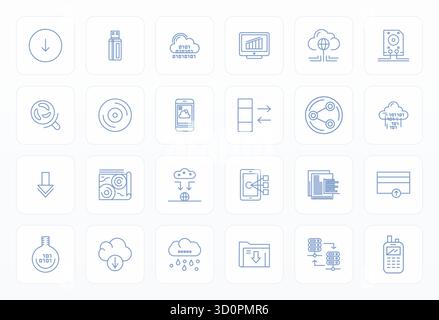 Raffiniertes Paket mit 24 fett formatierten Vektorsymbolen für digitale Daten, optimiert mit 64x64 Display perfekte Qualität für elegantes und funktionales Design so Stock Vektor