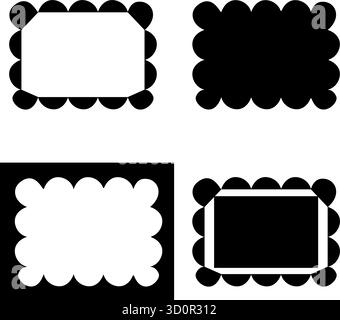 Satz schwarzer wellenförmiger Rahmen Stock Vektor