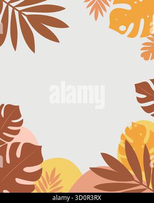 Boho Tropical Leaves Abstrakter Rahmen Stock Vektor