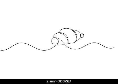 Croissant durchgehende einzeilige Zeichnung minimalistischer Stil isolieren Umrissvektor Illustration Design Stock Vektor