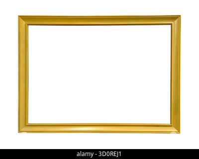 Rechteckiger goldener Rahmen mit einfacher Umrandung, isoliert mit leeren Flächen auf transparentem Hintergrund Stockfoto