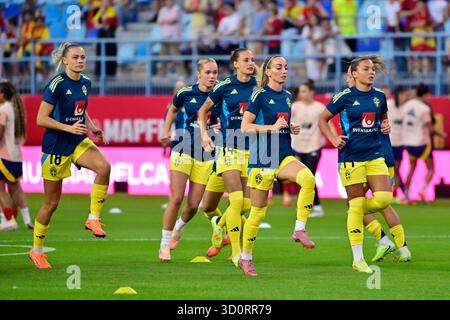 Malaga, Spanien. Oktober 2025. MALAGA, SPANIEN 20251024Schweden zieht sich vor dem Halbfinale der Völkerliga zwischen Spanien und Schweden in der Arena La Rosaleda in Malaga auf. *** Das Bild ist im SPORTPAKET enthalten. Für andere ZAHLUNGSBILDER*** Foto: Jonas Ekströmer/TT/Code 10030 dieser Text ist automatisch übersetzt Credit: TT News Agency/Alamy Live News Stockfoto