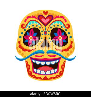 Tag der Toten lachte Mann Calavera Zucker Schädel Stock Vektor
