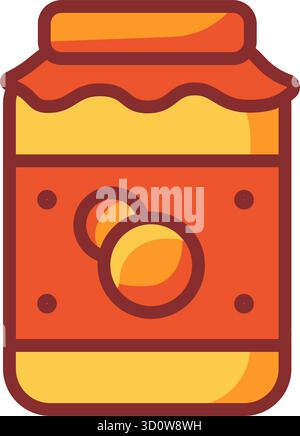 Vektorsymbol eines Gefäßes mit Marmelade oder Kompott auf weißem Hintergrund. Herbst. Stock Vektor