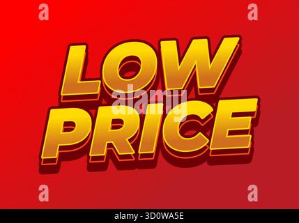 Niedriger Preis. Leuchtend gelbe 3D-Schrift über rotem Hintergrund mit Farbverlauf sorgt für ein energiegeladenes und auffälliges Verkaufskonzept Stock Vektor