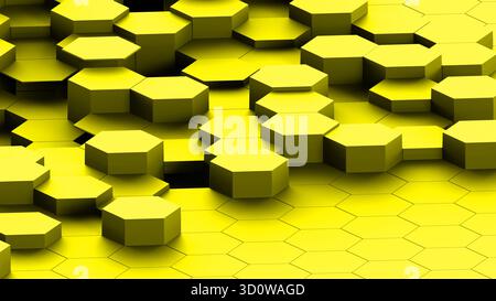 Gelber abstrakter sechseckiger Wabenhintergrund Stockfoto